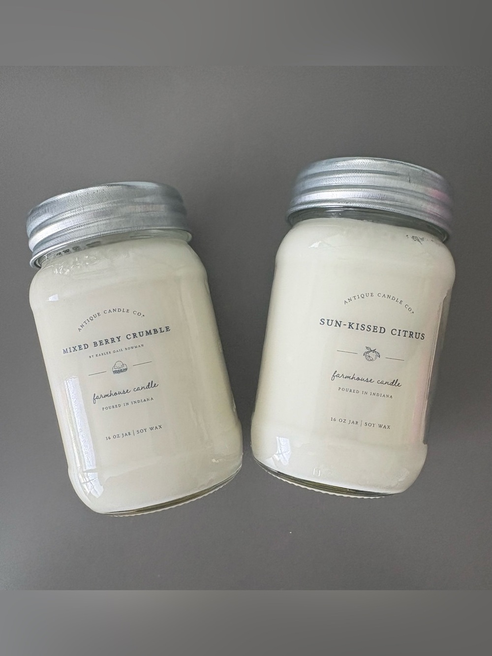 Antique Candle Co. 16 oz Candles - Mixed Berry Crumble & Sun-Kissed Citrus NEW!